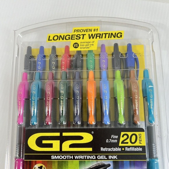 Pilot G2 Retractable Gel Ink Pens Assorted 20-Pack Refillable - Picture 3 of 4